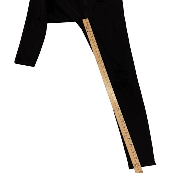 American Eagle Jeans Womens Sz 4 Reg Black Jeggings Stretch Ripped Grunge Gothic - Picture 11 of 12